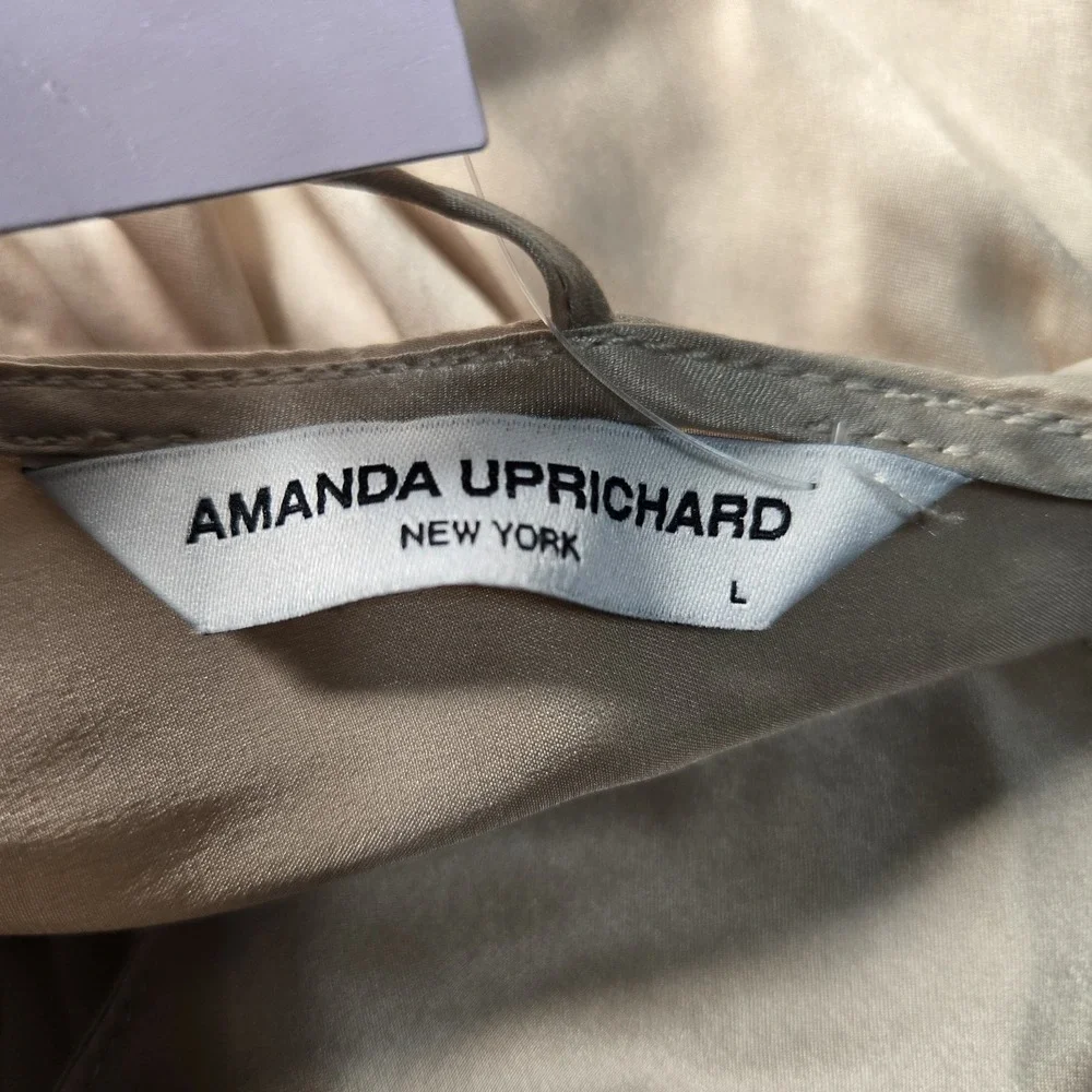 Amanda Uprichard Duval Dress Size Large  Light Bone 100% Silk Small Pull See Pic
